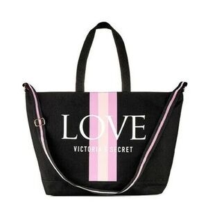 Victoria Secret's Love Logo Weekend Tote Bag Summer Beach Black/Pink/White $68